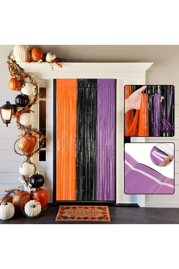 2 Packs Halloween Party Decorations Sparkling Rain Curtain 2m x 1m Background Wall for Halloween Party Supplies Birthday Decor Photo Booth Backdrop Glittering Foil Grid Theme Decorations