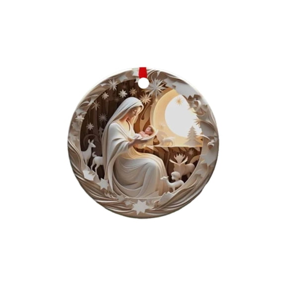 Eoozwa 2 Packs Nativity Scene Ornament Lightweight Hanging Decor for Christmas Tree Home Party Nativity Scene Christmas Ornaments Religious Holiday Decorations