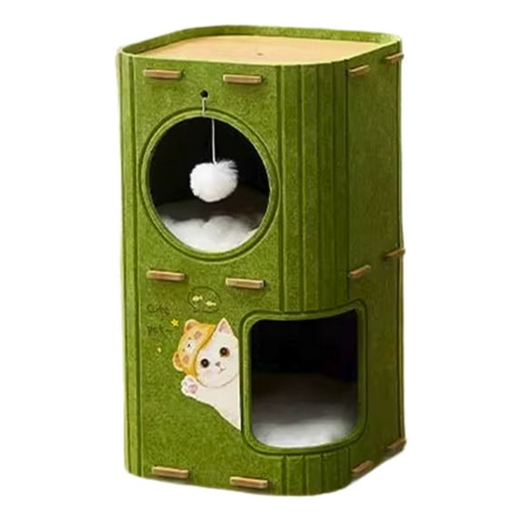 Eoozwa 2-Storey Cat House for Indoor Cats, Separate Into 2 Large Cat Bed Cave, Foldable Indoor Cat House, Cat Cube for Multiple Cats Kitten