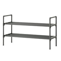 Eoozwa 2 Tiers Shoe Rack Large Capacity Tall Shoe Organizer Sturdy Shoe Storage Space Saving Metal Wide Shoe Rack for Closet, Entryway, Bedroom, Black