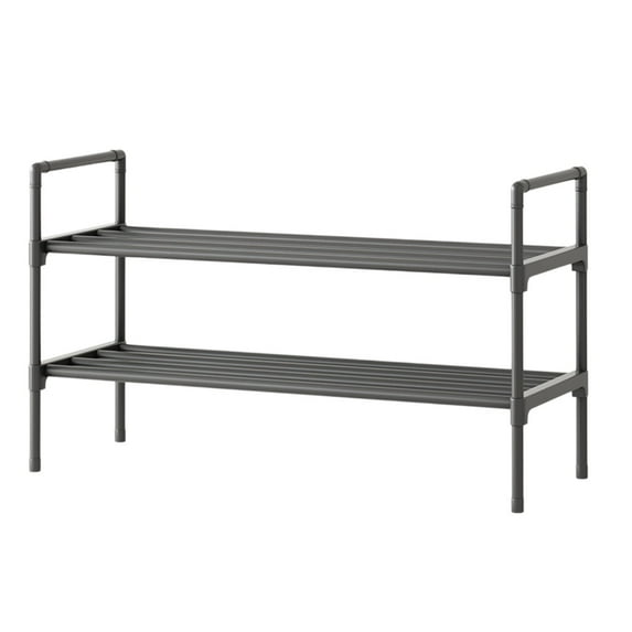 Eoozwa 2 Tiers Shoe Rack Large Capacity Tall Shoe Organizer Sturdy Shoe Storage Space Saving Metal Wide Shoe Rack for Closet, Entryway, Bedroom, Black