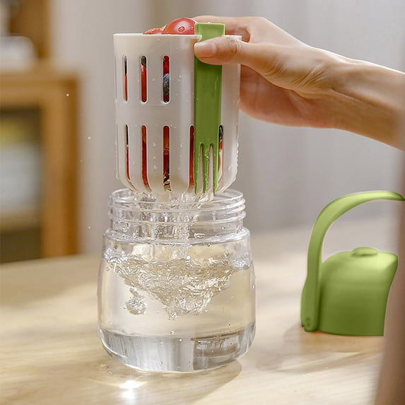 Eoozwa 2-in-1 Salad Bowl & Tumbler with Ice Pack - Leakproof Portable Fruit Container with Drainage Holes - BPA-Free Meal Prep Cup for Office Picnics