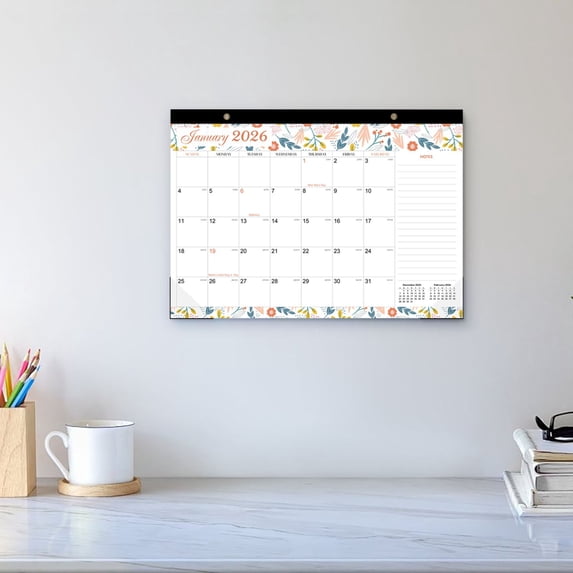 Eoozwa 2026-2027 Large Desk Calendar 22x17 Inch Watercolor Art Design 18 Month Planner Thick Paper Wall Hanging with Pre-Marked Holidays for Office Home