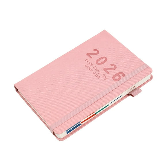 Eoozwa 2026 English Calendar Notebook Vertical Patterned Strap Daily Planner Annual Calendar Notebook