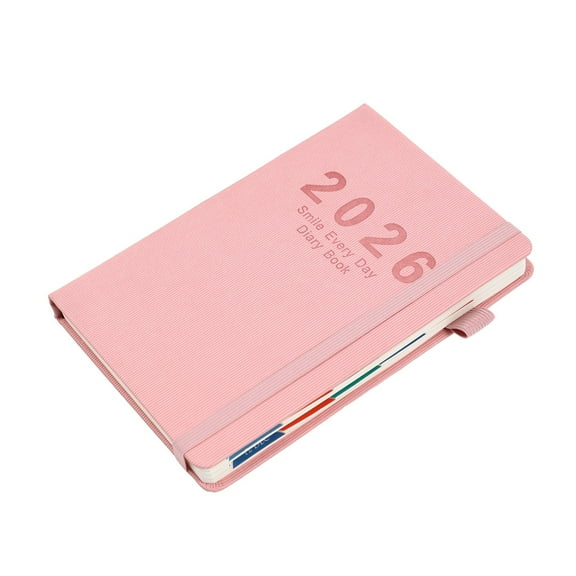 Eoozwa 2026 English Calendar Notebook Vertical Patterned Strap Daily Planner Annual Calendar Notebook