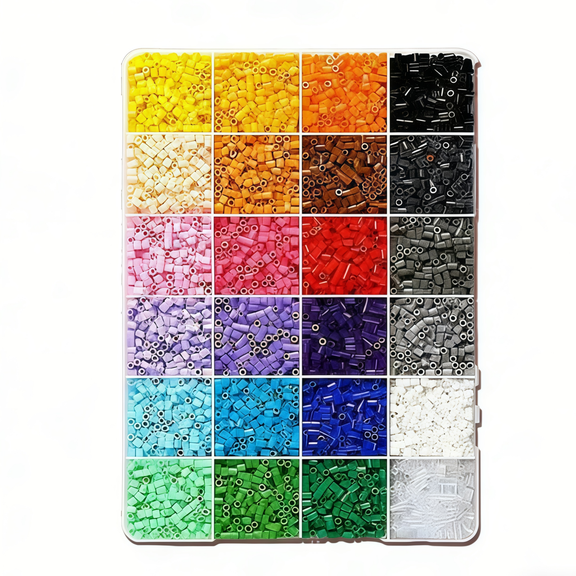Eoozwa 24 Color Melty Beads Kit 5mm with Pegboards Iron and Accessories DIY Fuse Bead Craft Set for Creative Art and Fine Motor Skills Activity