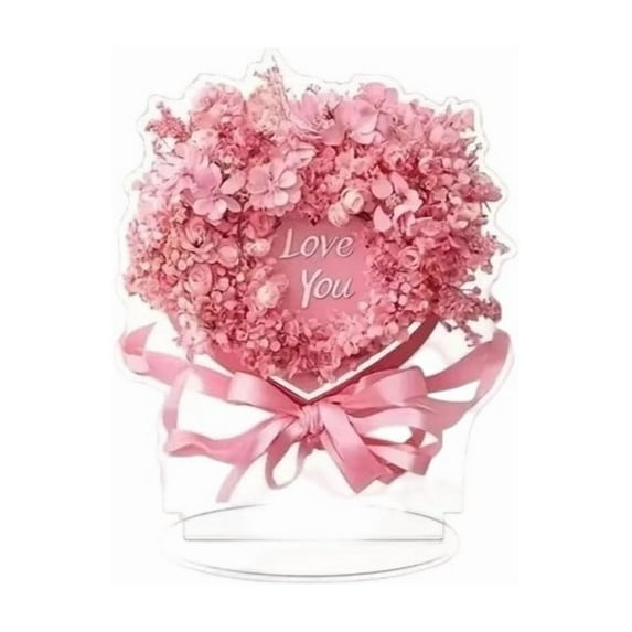 Eoozwa 2D Acrylic Bohemian Bouquet Flat Decoration Ornament for Home Office Shelf Romantic Gift Boho Style Wall Art