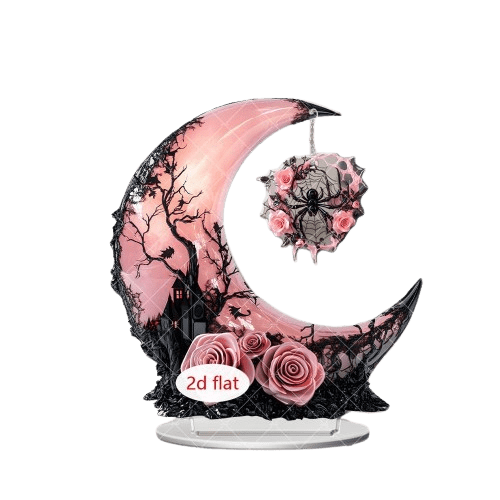 Eoozwa Gothic Witch Silhouette Wall Art 2D Laser-Cut Acrylic Decoration with Stand Elegant Gothic Home & Halloween Party Décor