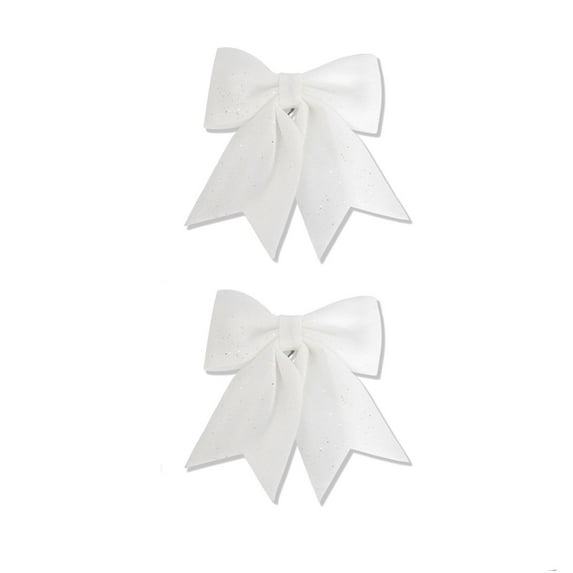 Eoozwa 2PCS Christmas Tree Decoration Pearl Bow Hanging Ornament Christmas Bows Christmas Decorative Bows for Wreath Garland Xmas Tree Topper, 5.9 x 5.5 in