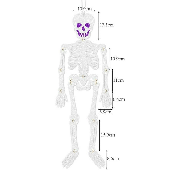 Eoozwa 2PCS Glitter Skeleton Hanging Decor 26 Inch Poseable DIY Paper Ornaments for Halloween Party Home Displays Adjustable Joints Themed Wall Decor