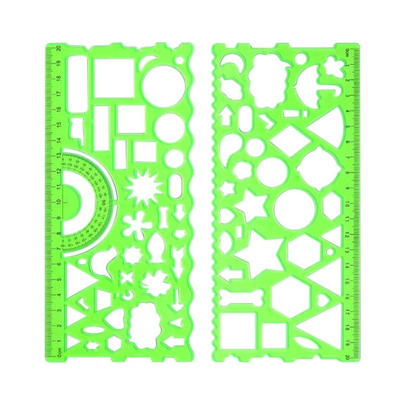 Eoozwa 2PCS Multifunctional Geometric Rulers Drawing Tools, Creative Arting Craft Draft Template Drawing Measuring Tool for Students Office, Drawing Measuring Ruler Math Material
