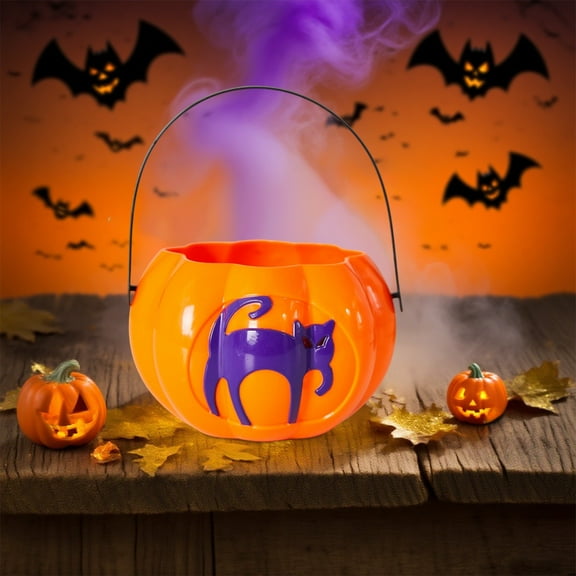 Eoozwa 3 Packs Halloween Pumpkin Lantern with Light and Sound Plastic Jack O Lantern Bucket for Candy Party Decorations Indoor Outdoor Holiday Decor