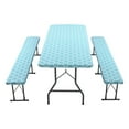 thumbnail image 1 of Eoozwa 3 Piece Set Picnic Table Cover with Bench Covers Black Vinyl Fitted Picnic Table Covers with Elastic Edges Waterproof Rectangle Patio Tablecloth for Outdoor Camping, 1 of 5