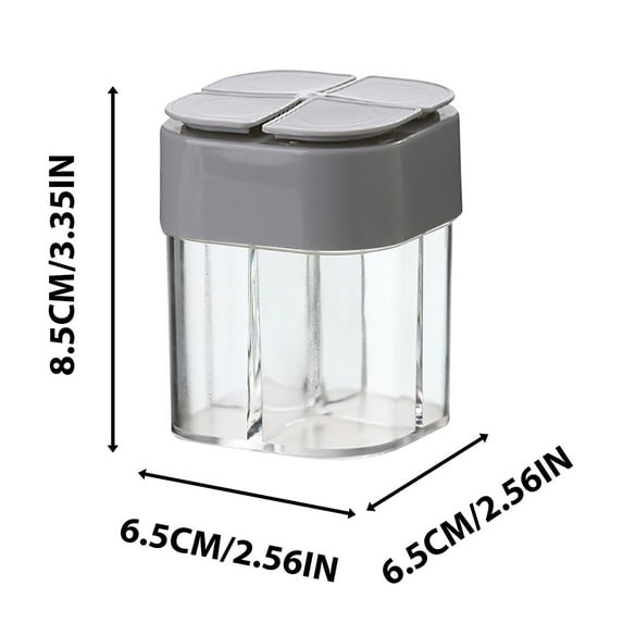 Eoozwa 4 in 1 Plastic Salt and Pepper Shaker, 4 Grids Flip Empty Spice Dispensers Travel Spice Container Compartment Seasoning Shakers with Lid Travel Spice Jars with Labels for Cooking BBQ