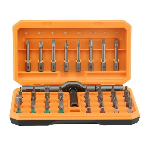 Eoozwa 42 In 1 Magnetic Screwdriver Set with Ratchet Handle Multiple Bits for Home Repair Electronics Maintenance Portable Storage Case