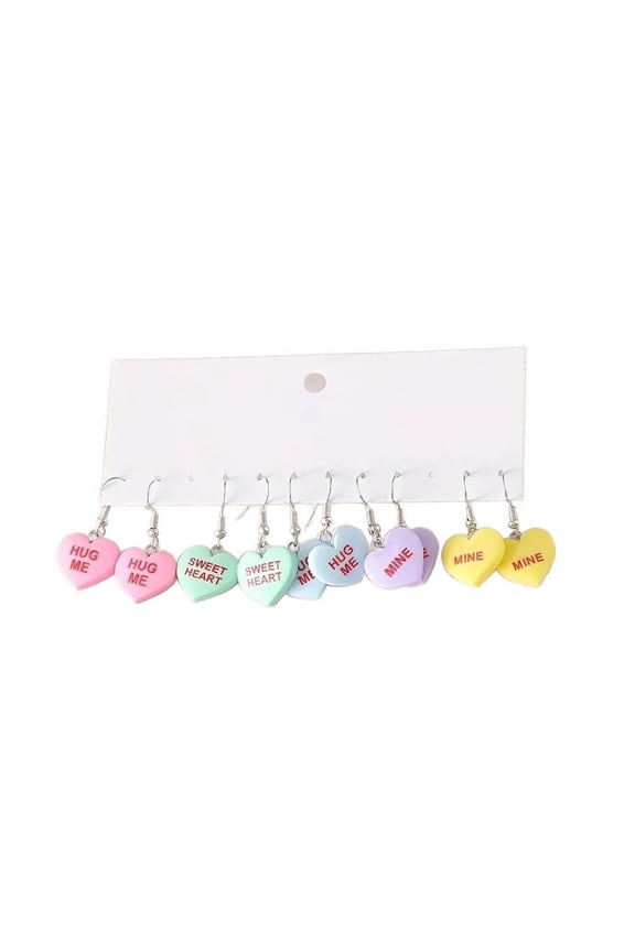 5 Pairs Heart Shaped Womens Earrings Set 10pcs Acrylic Stud Jewelry Gift for Valentines Day Anniversary Date Night Accessory