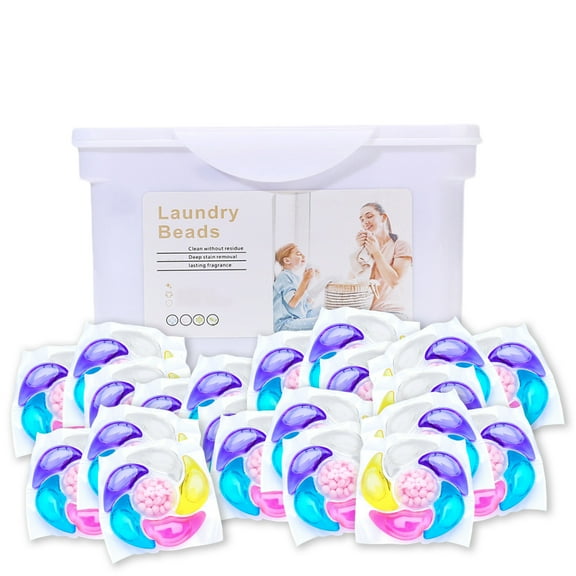Eoozwa 50-Count Laundry Detergent Pods, Stain & Grease Remover with Color Protection, Fast Dissolving Formula for Soft Fresh Clothes, 200mL per Pod Compact 7x3.1in