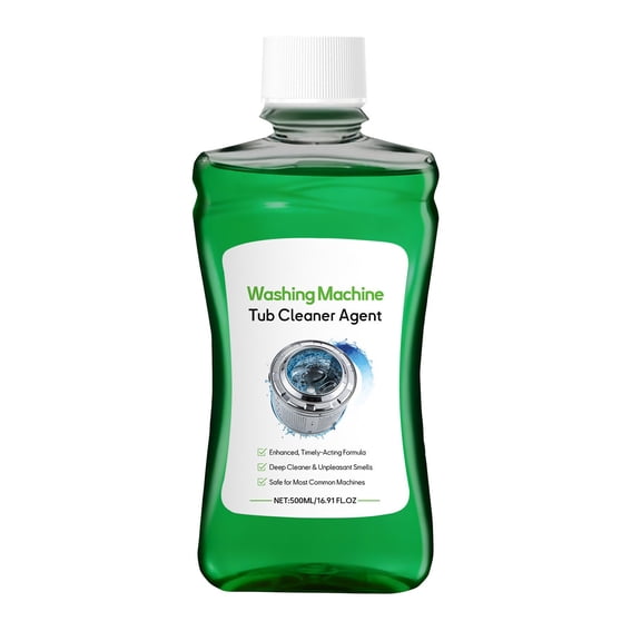 Eoozwa 500ml Washing Machine Drum Cleaner, Deep Cleaning Deodorizing Liquid for Front Top Load HE Washers, Low-Foam Quick-Rinse Remove Grime and Odor