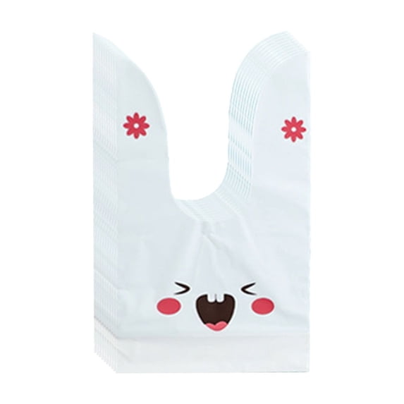 Eoozwa 50PCS Easter Plastic Treat Bags,Clear Easter Bunny Candy Bags for Goodie Cookies Gift Wrapping and Holiday Party Favor Supplies