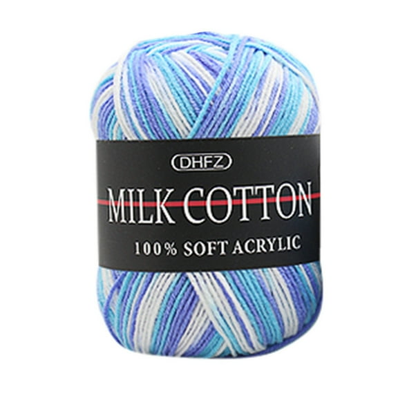 Eoozwa 50g Gradient Milk Cotton Yarn for Crochet Soft Wool Yarn for Hand Knitting, Pastel Multicolor Skein, DIY Craft Supplies for Sweaters Hats Scarves