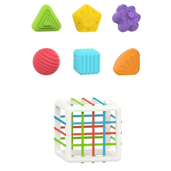 Eoozwa 6PCS Rainbows Elastic Shape Sorter Toy For Babies Fine Motor Skills Activity with Colorful Stretchy Strings Learning Sensory Play,Shape Sorter Toys for 1+ Years Old