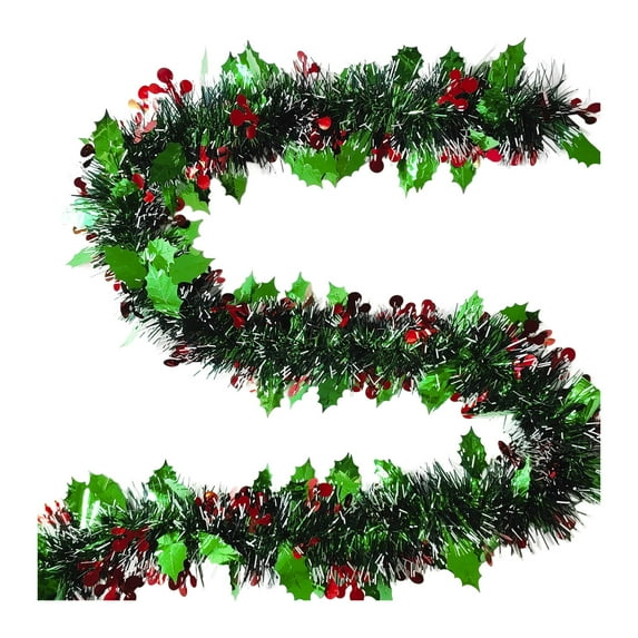 Eoozwa 78.74" Christmas Tree Green Tinsel Garland Green Mistletoe Metallic Streamers Christmas Ceiling Hanging Decorations for Christmas Party Decoration
