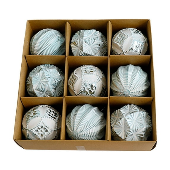 Eoozwa 9PCS 3.14" Vintage Rustic Christmas Ball Ornaments Sets Farmhouse Distressed Christmas Tree Decorations Shatterproof Antique Traditional Style Xmas Hanging Ornaments