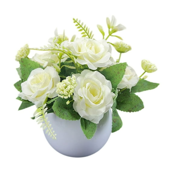 Eoozwa Artificial Flowers Fake Plants For Home Decor Realistic Polyester Bouquet Indoor Table Centerpiece Living Room Dining TV Cabinet Decor