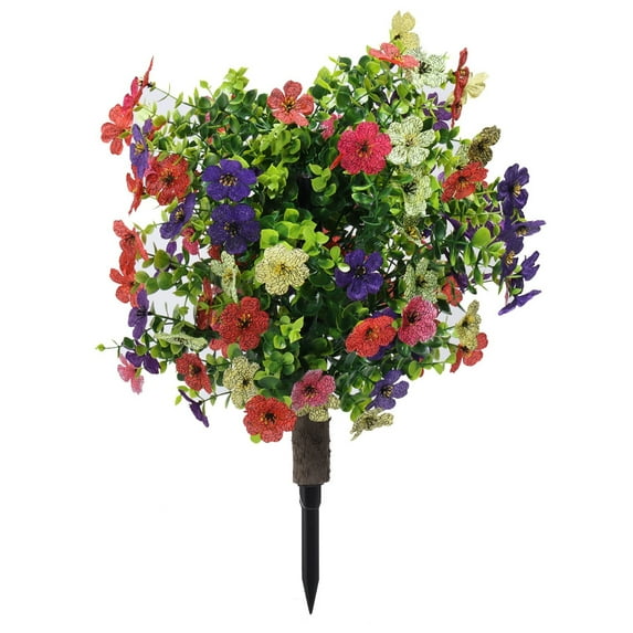 Eoozwa Artificial Topiary Ball Trees Outdoor with Ground Spike, 22" Violet UV Resistant Boxwood Evergreen with Stake,Fake Shrubs Eucalyptus Plant Bushes for Porch Garden