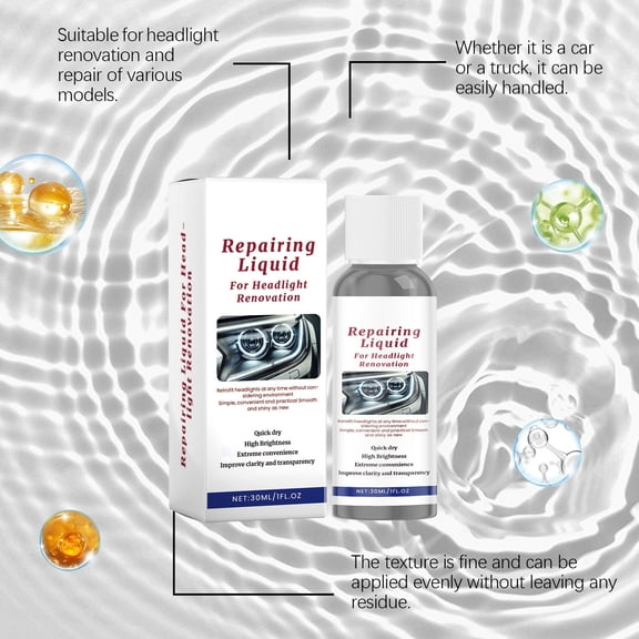 Eoozwa Auto Headlight Repair Kit 30ml High Efficiency Yellow Brightener Coating for Lens Restoration and UV Protection Clear Solution