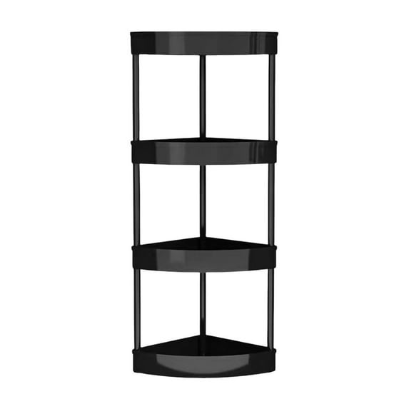 Eoozwa Bathroom Standing Shelf, 4 Tier Open Floor Shelves, Free-Standing Shelf Units, Triangular Curved Corner Shelf Stand for Small Space, Ideal for Bathroom,Kitchen,Vanity Storage and Organizer