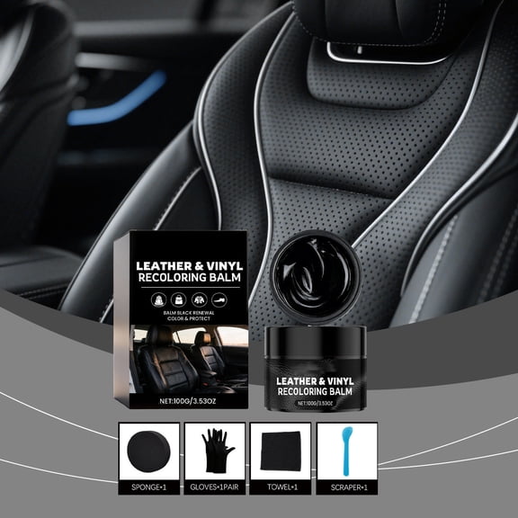 Eoozwa Black Leather Repair Coloring Kit, Leather Scratch Cover Color Restoration Cream for Car Seat Sofa Couch Shoes Bags Furniture Refurbishment