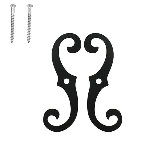 Eoozwa Black Shutter Dog Holders 6.3 Inches Long Antique Decorative S Style Solid Aluminium Black Rust Resistant Powder Coated External Shutter Tieback Hardware Including Mounting Screws