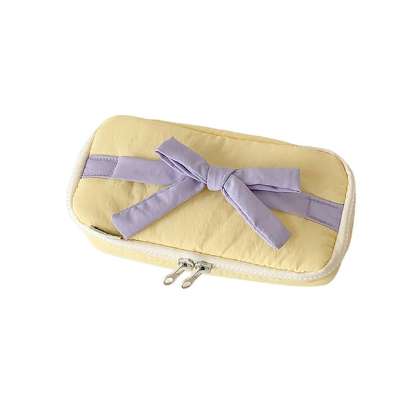 Eoozwa Bow Pencil Case Pink Bow Cute Pencil Pouch Soft Cotton Storage Bag Aesthetic Pattern Gift Makeup Pouch Cosmetic Bag for Women