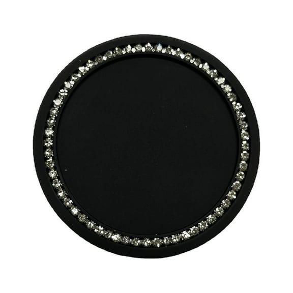 Eoozwa Car Cup Coaster, 2.75 Inch Auto Cup Holder Insert Coasters Silicone Anti-Slip Crystal Rhinestone Drink Mat, Universal Vehicle Interior Accessories for Women