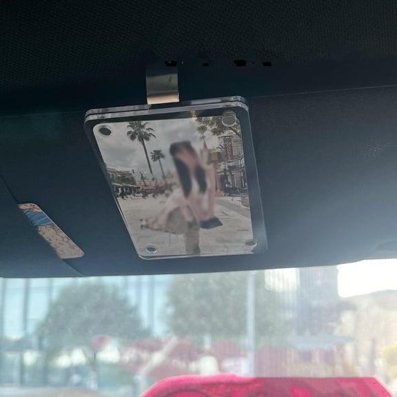 Eoozwa Car Picture Holder for Visor Magnetic Picture Frame, Car Sun Visor Photo Holder with Strong Acrylic Magnet, Personalized Car Accessories with Clips for Easy Display