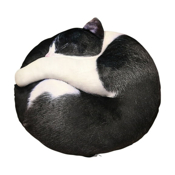 Eoozwa Cat Shaped Fur Pillow Toy 17.71 Inch Soft Doll Tatami Cushion Home Decor Living Room Sofa Accent Cozy Gift for All Ages