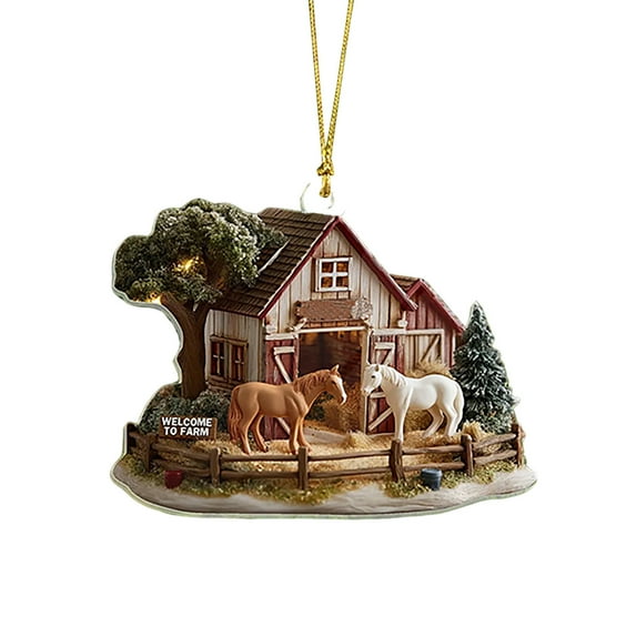 Eoozwa Chicken Coop Ornaments, Funny Christmas Ornament Farmhouse Countrycore Seasonal Decor, Gift for Farmer, Acrylic Ornaments