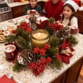 thumbnail image 1 of Eoozwa Christmas Candle Garland Ring Artificial Poinsettia Flower Red Fruits Candle Garland Xmas Wreath Candle Holder for Christmas Wedding Party Wall Door Window Table Centerpieces Decoration, 1 of 6