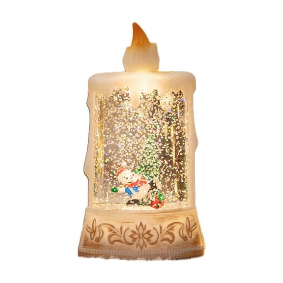 Eoozwa Christmas Glitter Lamp Santa Snowman Tree Scene Light Plug In Battery Operated for Holiday Home Decor Festive Tabletop Decoration 100ml