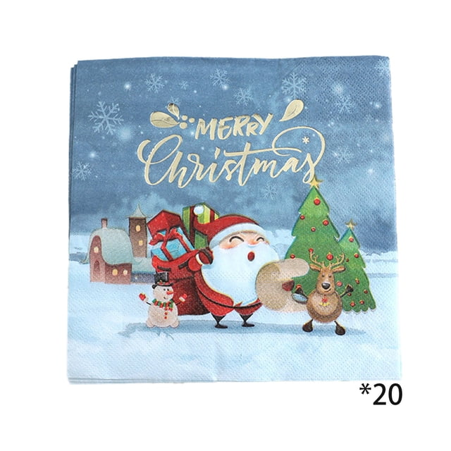 Eoozwa Christmas Party Tableware Set 10 Plates 20 Napkins Disposable Holiday Dinnerware For Festive Gatherings Santa Themed Decorations,Blue