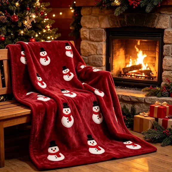 Eoozwa Christmas Printed Throw Blanket, Soft Plush Cozy Xmas Prints Theme Home Decor Flannel Blanket for Bed, Sofa, Couch and Gift