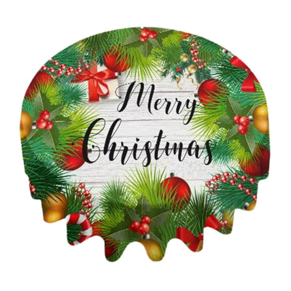 Eoozwa Christmas Round Tablecloth 60 Inch, Merry Christmas Snowflake Round Table Cloth Outdoor Waterproof Christmas Tablecloths Xmas Cover Holiday Tabletop Decoration for Kitchen Home Party Dining