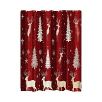 Eoozwa Christmas Shower Curtain Winter Forest with Elk and Christmas Tree Shower Curtain Polyester Fabric Bathroom Bath Home Decor Waterproof 59x71in
