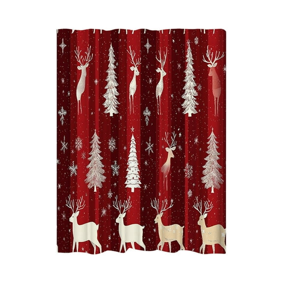 Eoozwa Christmas Shower Curtain Winter Forest with Elk and Christmas Tree Shower Curtain Polyester Fabric Bathroom Bath Home Decor Waterproof 59x71in