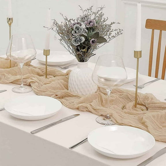 Eoozwa Christmas Table Runner Gauze Cloth Table Runner Rustic Sheer Runner for Wedding Bridal Shower Birthday Party Cake Table Decorations,35.43x157.48in