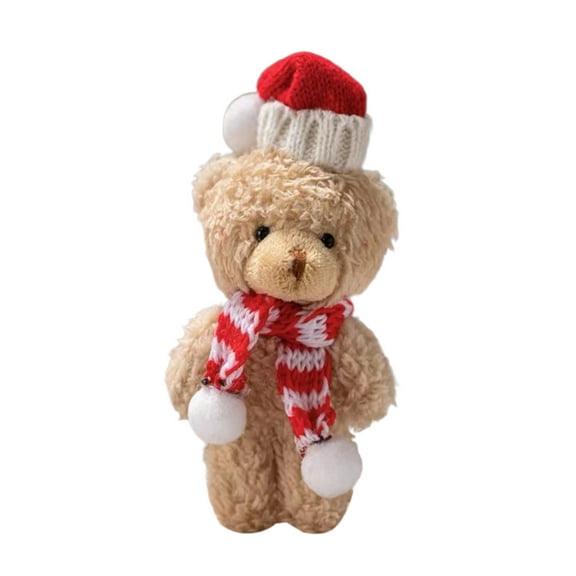 Eoozwa Christmas Teddy Bear Stuffed Animals, Teddy Bear Plush Toy with Hat Birthday Xmas Valentine's Day Gifts DIY Materials Gift Cake Decoration Ornament for friend