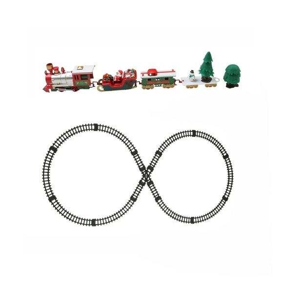 Eoozwa Christmas Train Set with Tracks Battery Operated for Holiday Tree Decoration Motorized Engine Sound Lights Educational Toy Gift