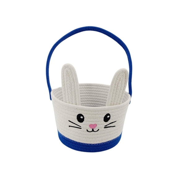 Eoozwa Cotton Rope Storage Basket 9x9x8 Inch Easter Bunny Design Home Organizer Toy Snack Holder Living Room Bedroom Cute Gift
