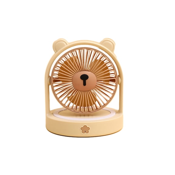Eoozwa Cute Bear Shape USB Desk Fan, 3 Speed Strong Wind with Night Light, Portable for Dormitory Bedroom Office, Summer Gift